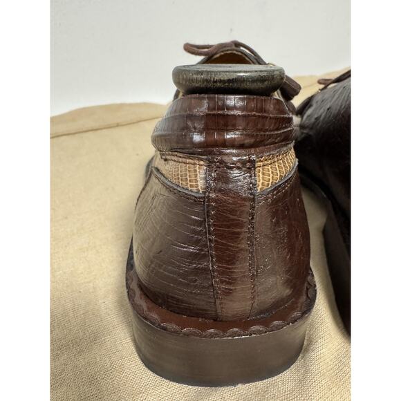 slickexotica Shoes Mens Size 9 Brown Ostrich Teju Lizard Derby Square Toe Dress main image 7
